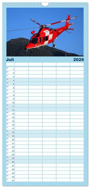 Produktbild: Familienplaner 2026 - Helikopter in der Luft mit 5 Spalten (Wandkalender, 21 x 45 cm) CALVENDO