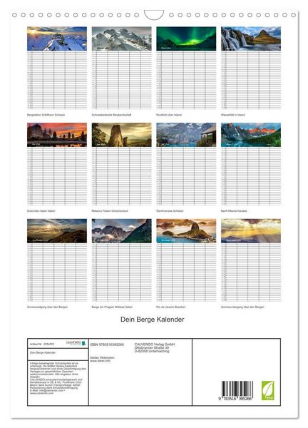 Produktbild: Dein Berge Kalender (Wandkalender 2026 DIN A3 hoch), CALVENDO Monatskalender
