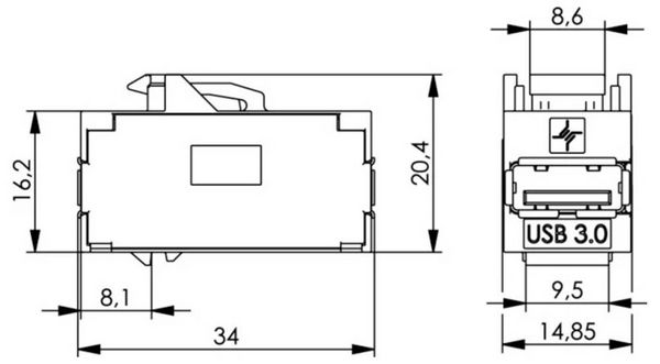 Produktbild: Teleg&auml;rtner 100023186 USB Kupplung 1St.