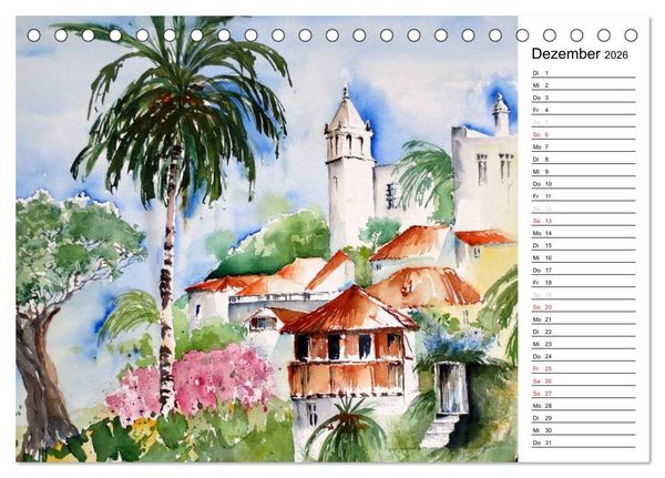 Produktbild: Aquarelle - quer durch Europa (Tischkalender 2026 DIN A5 quer), CALVENDO Monatskalender