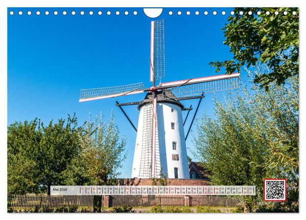 Produktbild: Die sch&ouml;nsten Windm&uuml;hlen am Niederrhein (Wandkalender 2026 DIN A4 quer), CALVENDO Monatskalender
