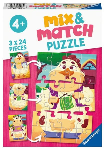 Puzzle Ravensburger Meine Bauernhoffreunde Mix&Match 3 X 24 Teile