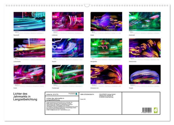 Produktbild: Lichter des Jahrmarkts in Langzeitbelichtung (Wandkalender 2027 DIN A2 quer), CALVENDO Monatskalender