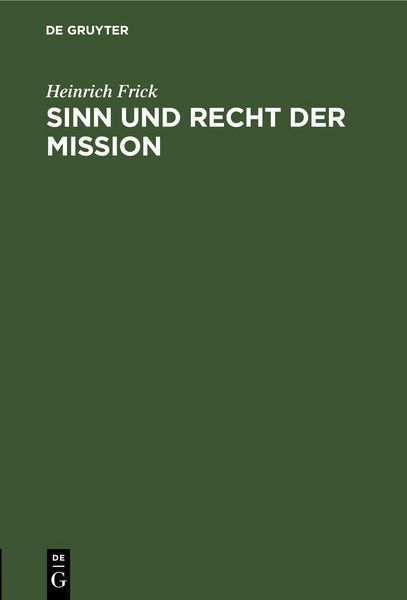 Produktbild: Sinn und Recht der Mission