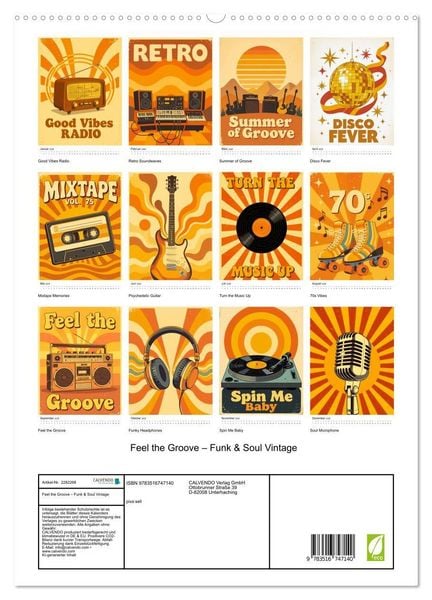 Produktbild: Feel the Groove &ndash; Funk & Soul Vintage (hochwertiger Premium Wandkalender 2026 DIN A2 hoch), Kunstdruck in Hochglanz