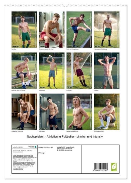 Produktbild: Nachspielzeit - Athletische Fu&szlig;baller - sinnlich und intensiv (hochwertiger Premium Wandkalender 2027 DIN A2 hoch), Kunstdruck in Hochglanz