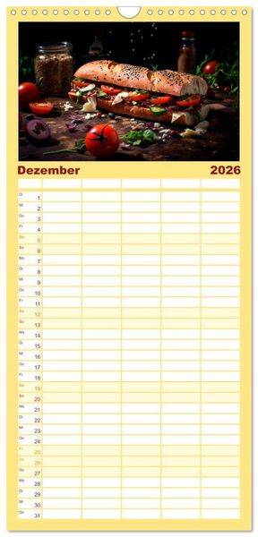 Produktbild: Familienplaner 2026 - Fastfood &Auml;sthetik mit 5 Spalten (Wandkalender, 21 x 45 cm) CALVENDO