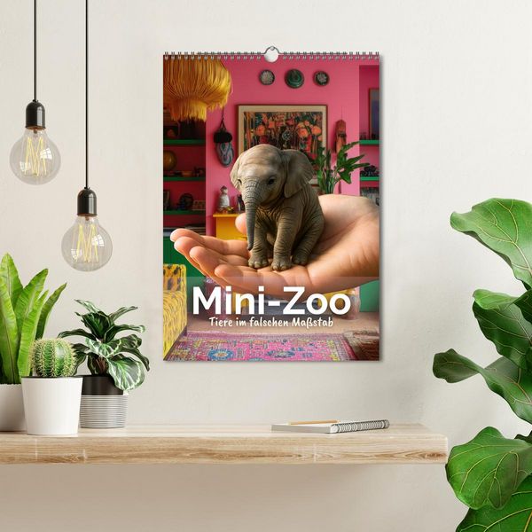 Produktbild: Mini-Zoo &ndash; Tiere im falschen Ma&szlig;stab (Wandkalender 2026 DIN A3 hoch), CALVENDO Monatskalender