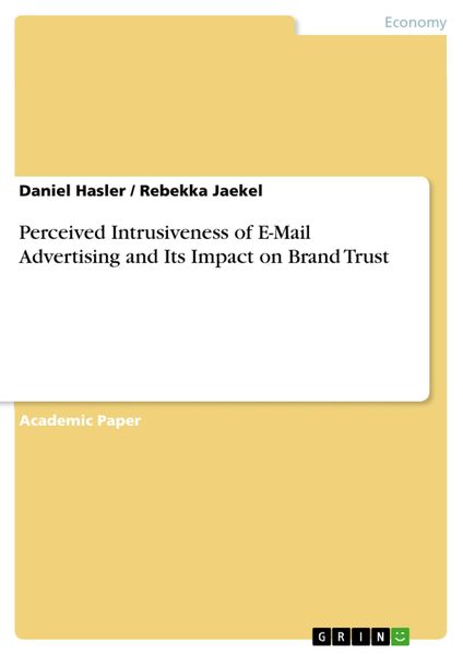 Produktbild: Perceived Intrusiveness of E-Mail Advertising and Its Impact on Brand Trust
