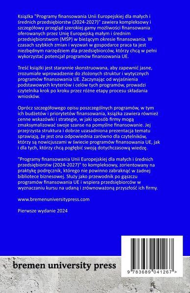 Produktbild: Programy finansowania Unii Europejskiej dla ma&iquest;ych i &iquest;rednich przedsi&iquest;biorstw (2024-2027)