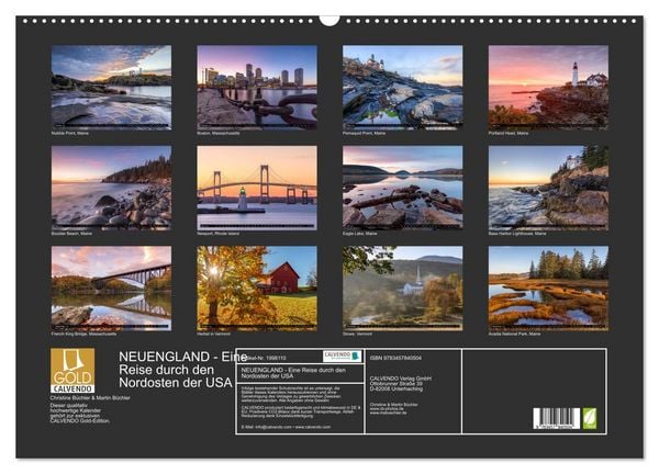 Produktbild: NEUENGLAND - Eine Reise durch den Nordosten der USA (Wandkalender 2026 DIN A2 quer), CALVENDO Monatskalender