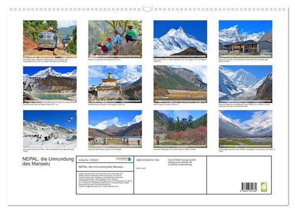 Produktbild: NEPAL, die Umrundung des Manaslu (Wandkalender 2026 DIN A2 quer), CALVENDO Monatskalender