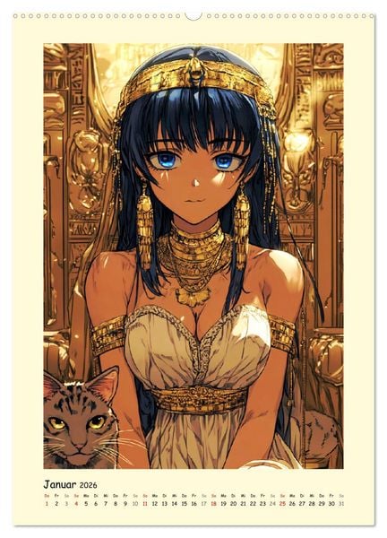 Produktbild: Im alten &Auml;gypten. Manga-M&auml;dchen im Pharaonenland (Wandkalender 2026 DIN A2 hoch), CALVENDO Monatskalender