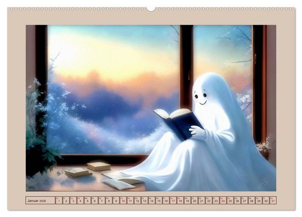 Produktbild: Korbinian, der kleine Geist (hochwertiger Premium Wandkalender 2026 DIN A2 quer), Kunstdruck in Hochglanz