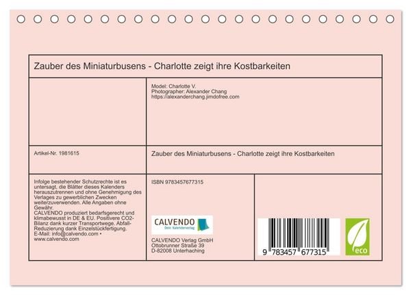 Produktbild: Zauber des Miniaturbusens - Charlotte zeigt ihre Kostbarkeiten (Tischkalender 2026 DIN A5 quer), CALVENDO Monatskalender