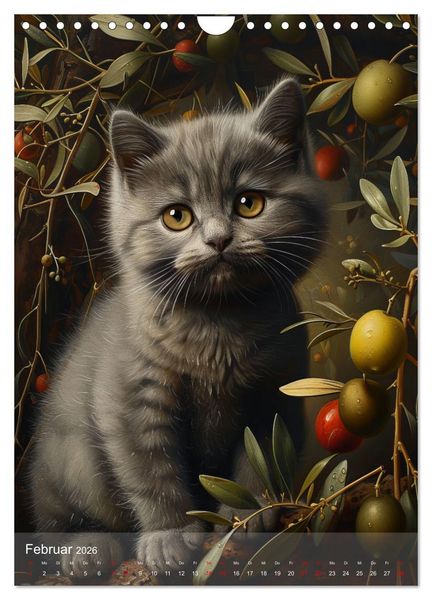 Produktbild: Katzen Kunstillustrationen (Wandkalender 2026 DIN A4 hoch), CALVENDO Monatskalender