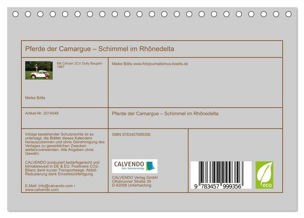 Produktbild: Pferde der Camargue &ndash; Schimmel im Rh&ocirc;nedelta (Tischkalender 2026 DIN A5 quer), CALVENDO Monatskalender