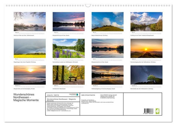 Produktbild: Wundersch&ouml;nes Nordhessen - Magische Momente (Wandkalender 2026 DIN A2 quer), CALVENDO Monatskalender