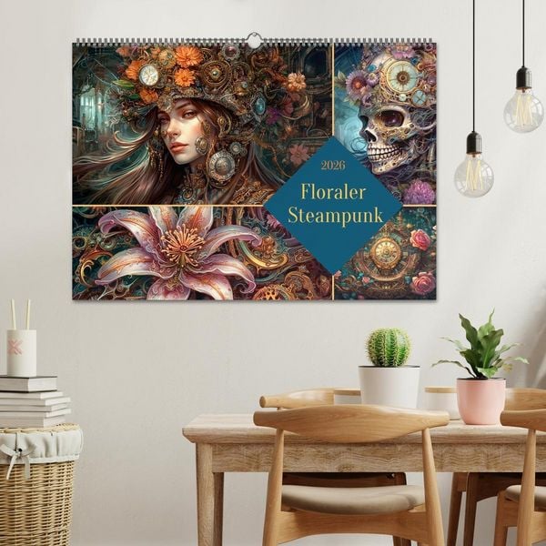 Produktbild: Floraler Steampunk (Wandkalender 2026 DIN A2 quer), CALVENDO Monatskalender
