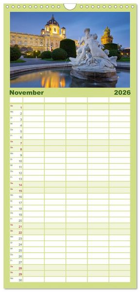 Produktbild: Familienplaner 2026 - Traumhaftes Wien mit 5 Spalten (Wandkalender, 21 x 45 cm) CALVENDO