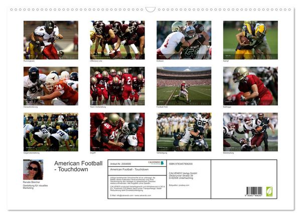 Produktbild: American Football - Touchdown (Wandkalender 2026 DIN A2 quer), CALVENDO Monatskalender