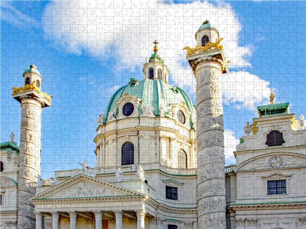 Produktbild: CALVENDO Puzzle Wiener Karlskirche | 1000 Teile Lege-Gr&ouml;&szlig;e 64x48cm Foto-Puzzle f&uuml;r gl&uuml;ckliche Stunden