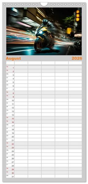 Produktbild: Familienplaner 2026 - Motorrad Speed mit 5 Spalten (Wandkalender, 21 x 45 cm) CALVENDO