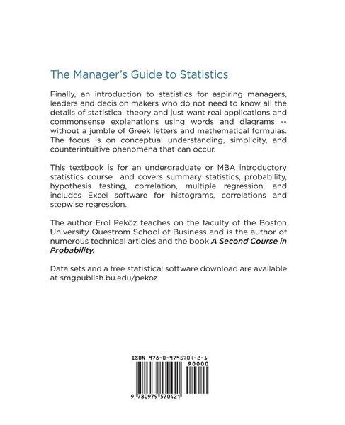 Produktbild: The Manager's Guide to Statistics, 2018 edition