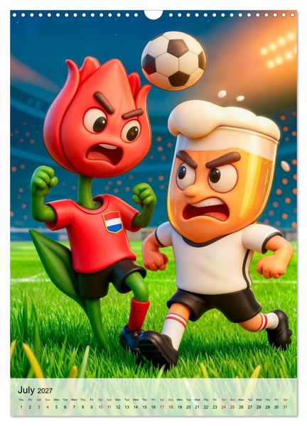 Produktbild: Funny Food Football - Creative Sports Characters (Wall Calendar 2027 DIN A3 portrait), CALVENDO 12 Month Wall Calendar