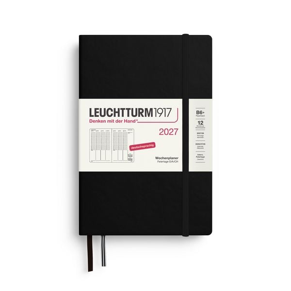 Produktbild: Wochenplaner Paperback (B6+) 2027, Schwarz, Deutsch