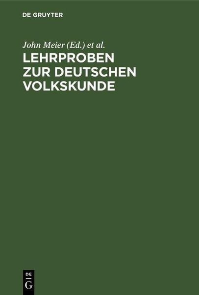 Produktbild: Lehrproben zur deutschen Volkskunde