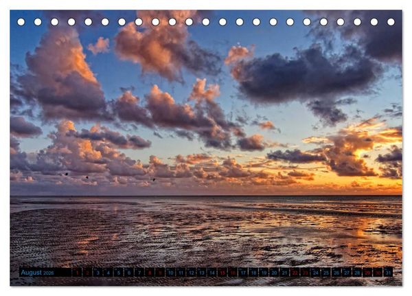 Produktbild: Sonnenunterg&auml;nge, an der Nordseek&uuml;ste vor Cuxhaven (Tischkalender 2026 DIN A5 quer), CALVENDO Monatskalender