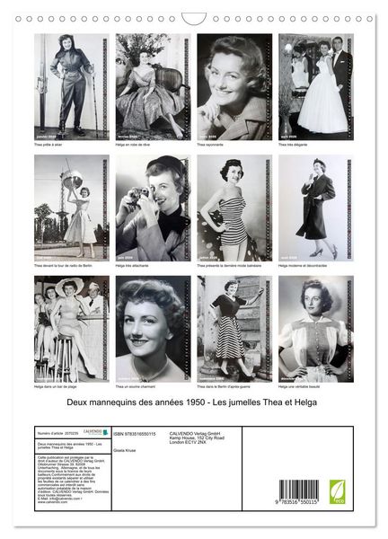 Produktbild: Deux mannequins des ann&eacute;es 1950 - Les jumelles Thea et Helga (Calendrier mural 2026 DIN A3 horizontal), CALVENDO calendrier mensuel