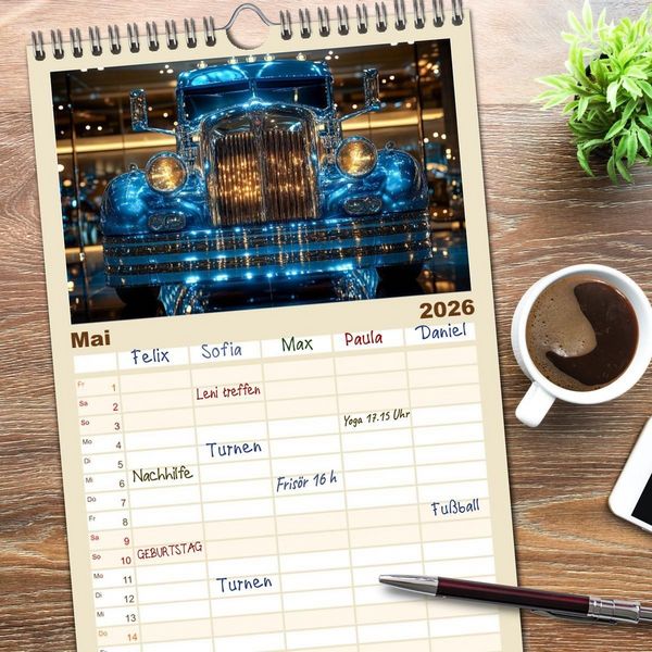 Produktbild: Familienplaner 2026 - Giganten der Stra&szlig;e mit 5 Spalten (Wandkalender, 21 x 45 cm) CALVENDO
