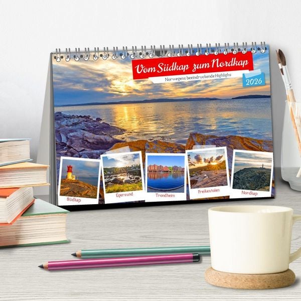 Produktbild: Vom S&uuml;dkap zum Nordkap (Tischkalender 2026 DIN A5 quer), CALVENDO Monatskalender