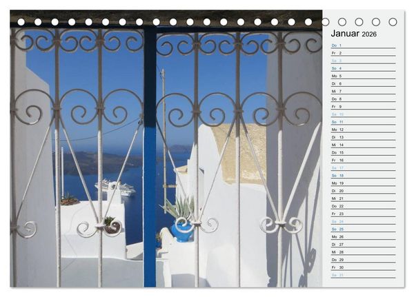 Produktbild: SANTORINI - Idyll auf dem Vulkan (Tischkalender 2026 DIN A5 quer), CALVENDO Monatskalender
