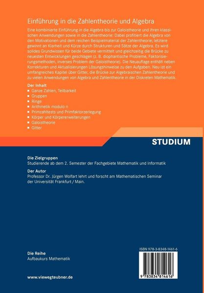 Produktbild: Einf&uuml;hrung in die Zahlentheorie und Algebra