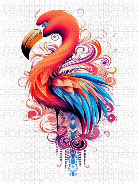 Produktbild: CALVENDO Puzzle Flamingo im Tattoo Design | 1000 Teile Lege-Gr&ouml;&szlig;e 64x48cm Foto-Puzzle f&uuml;r gl&uuml;ckliche Stunden