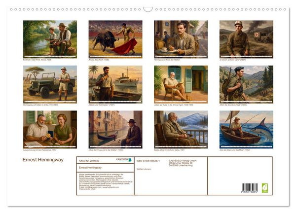 Produktbild: Ernest Hemingway (Wandkalender 2026 DIN A2 quer), CALVENDO Monatskalender