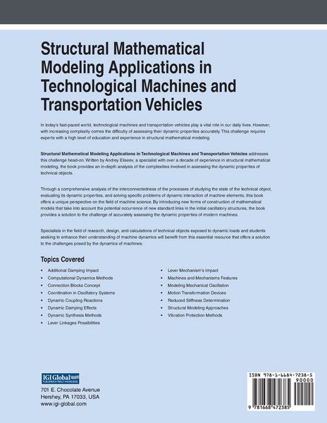 Produktbild: Structural Mathematical Modeling Applications in Technological Machines and Transportation Vehicles