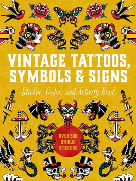 Produktbild: Vintage Tattoos, Symbols & Signs Sticker, Color & Activity Book