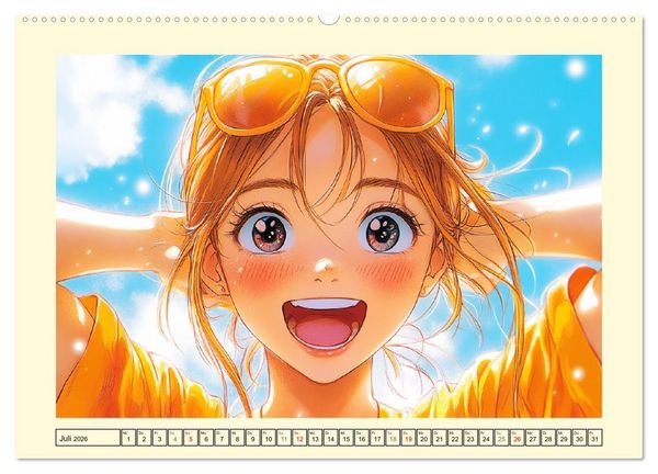 Produktbild: Manga M&auml;dchen. Ein Jahr voller Stadtabenteuer (Wandkalender 2026 DIN A2 quer), CALVENDO Monatskalender