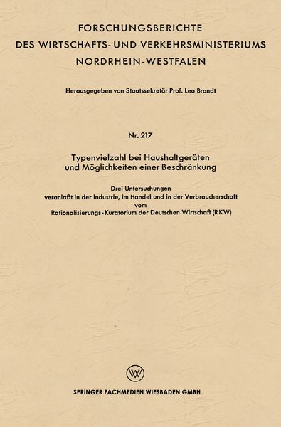 Produktbild: Typenvielzahl bei Haushaltger&auml;ten und M&ouml;glichkeiten einer Beschr&auml;nkung