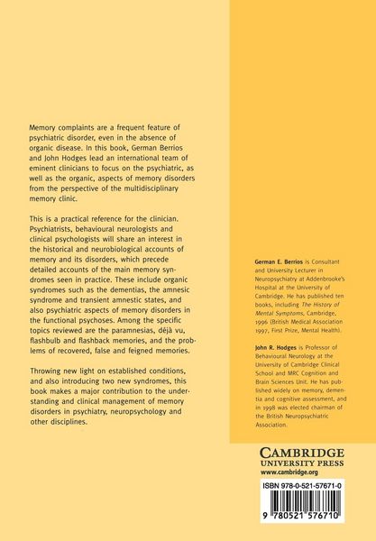 Produktbild: Memory Disorders in Psychiatric Practice
