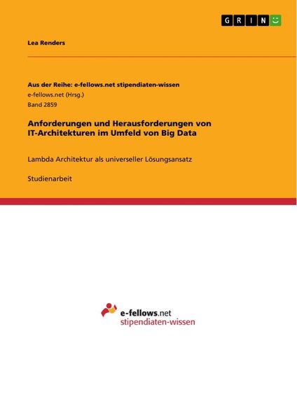 Produktbild: Anforderungen und Herausforderungen von IT-Architekturen im Umfeld von Big Data