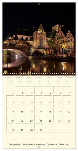 Produktbild: Gand et Bruges au cr&eacute;puscule (Calendrier mural carr&eacute; 2026 30x30 cm) Calendrier double avec une page pour vos prises de notes