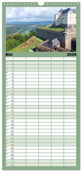 Produktbild: Familienplaner 2026 - Pirna - Tor zur S&auml;chsischen Schweiz mit 5 Spalten (Wandkalender, 21 x 45 cm) CALVENDO