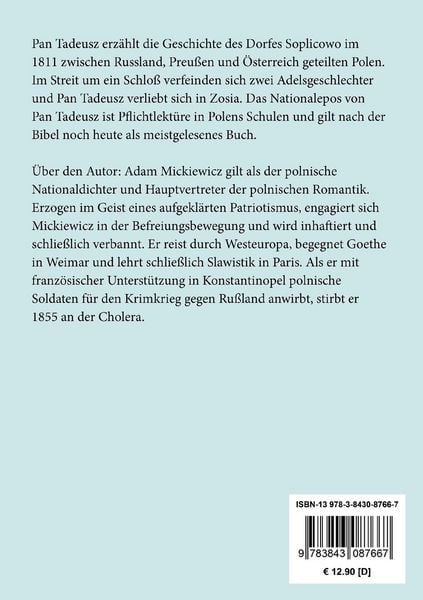 Produktbild: Pan Tadeusz oder Die letzte Fehde in Litauen