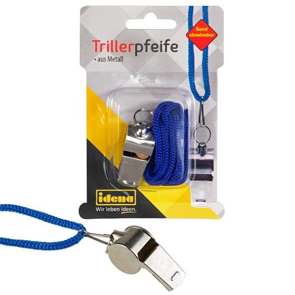 Idena Trillerpfeife Metall mit abnehmbarem Band