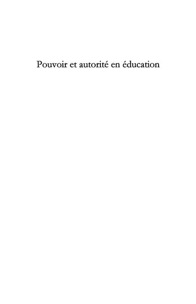Produktbild: Pouvoir et autorite en education